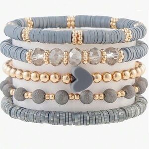 ☑️☑️☑️BOGOHO☑️☑️☑️Chic Gray and Gold Beaded Bracelet Set